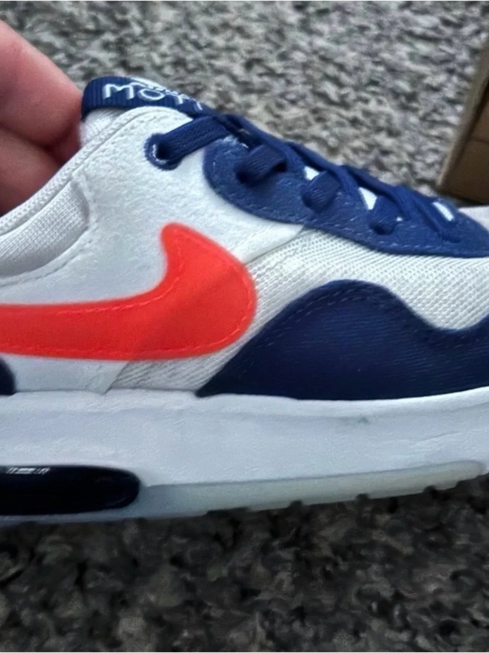 Nike Air Max Motif (PS) White with Navy and Bright Crimson Accents